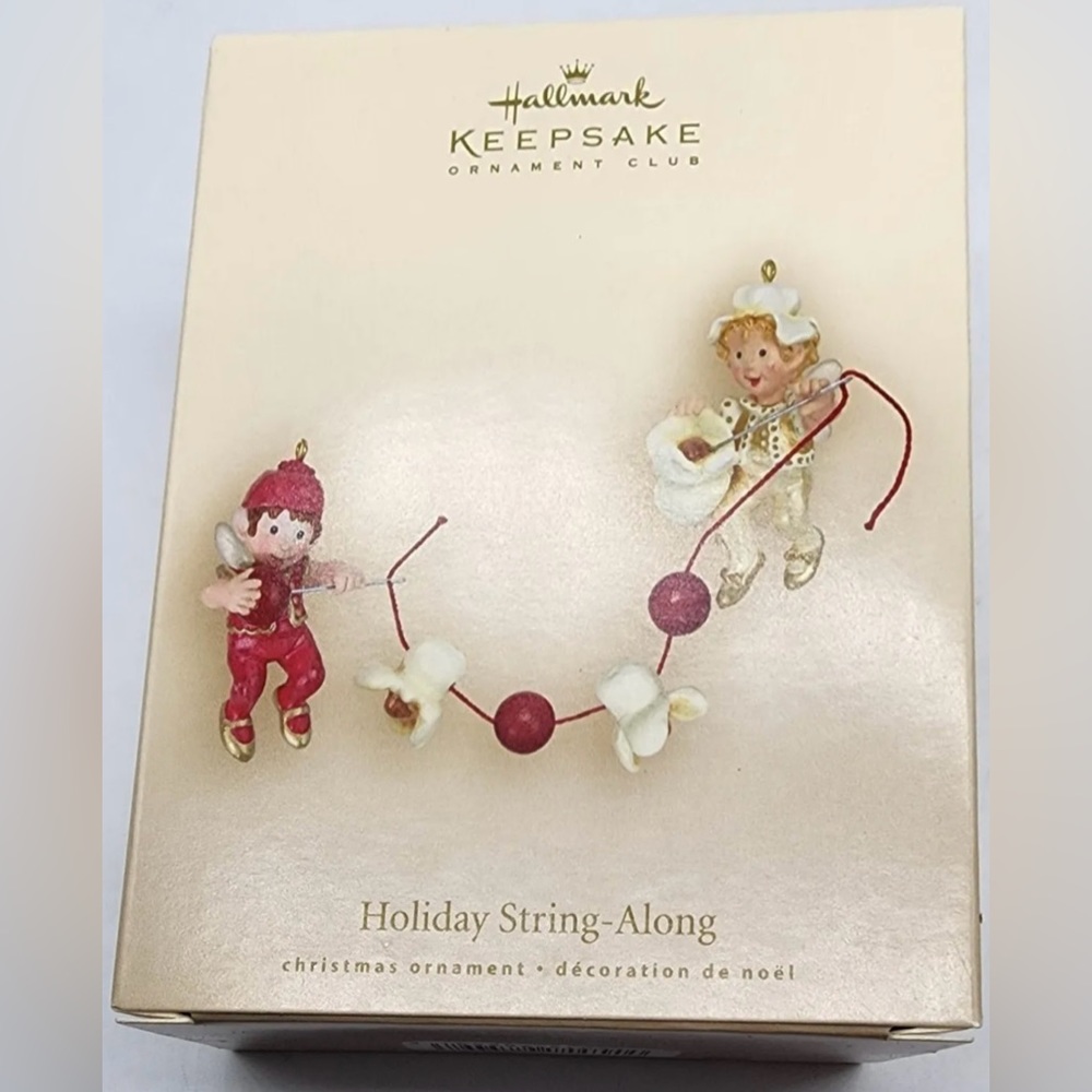 2007 Hallmark Keepsake “Holiday String Along” Elves Popcorn String! NIB